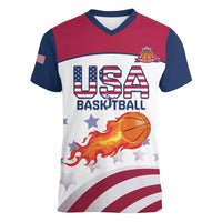 Custom United States Basketball Women V-Neck T-Shirt Go Champions