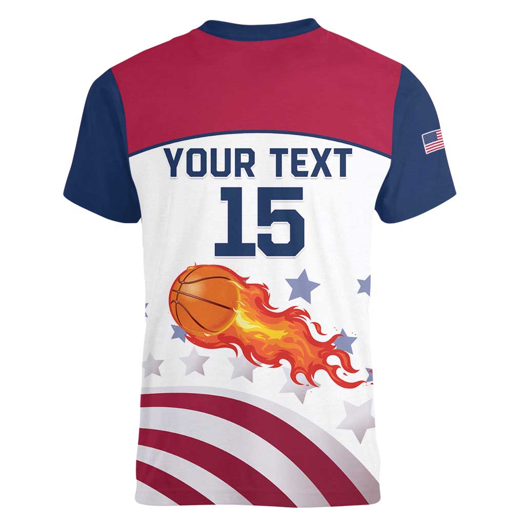 Custom United States Basketball Women V-Neck T-Shirt Go Champions