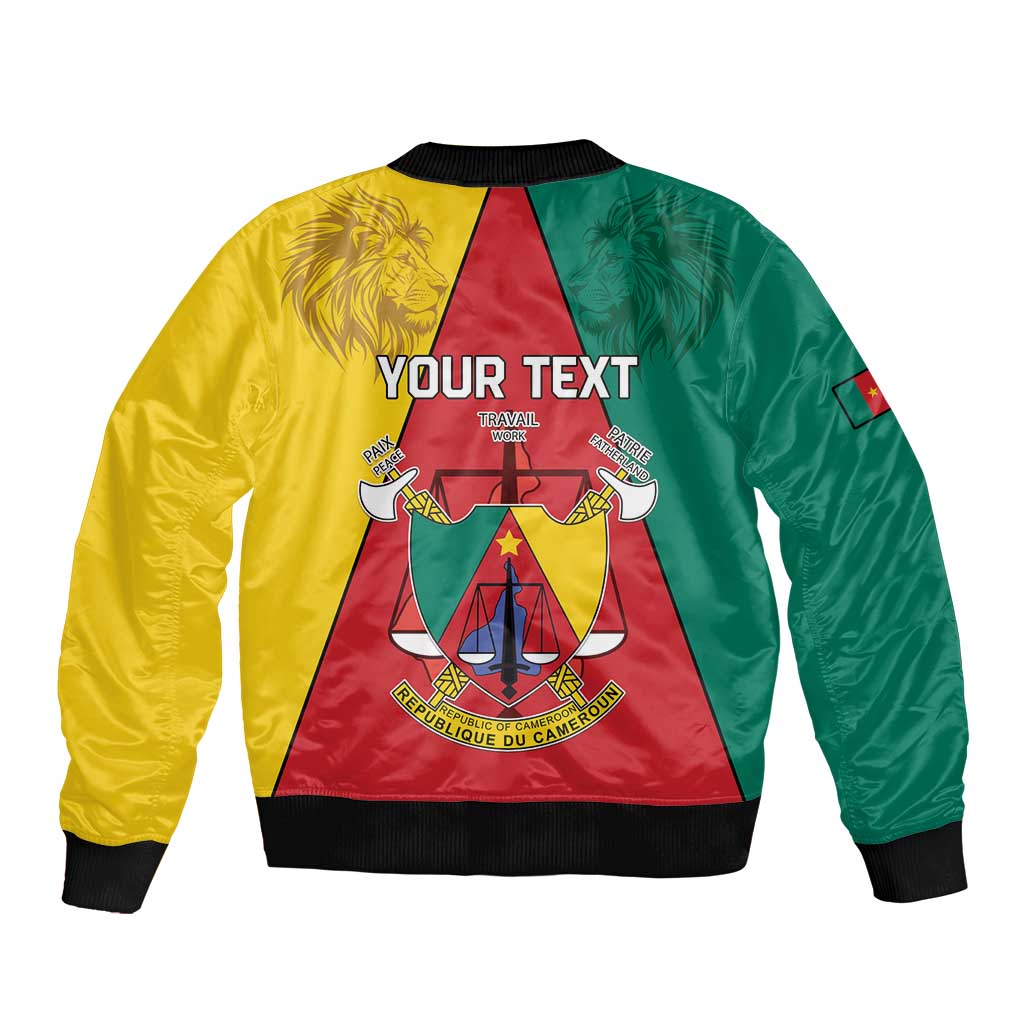 Personalised Cameroon National Day Bomber Jacket Coat Of Arms With Lion