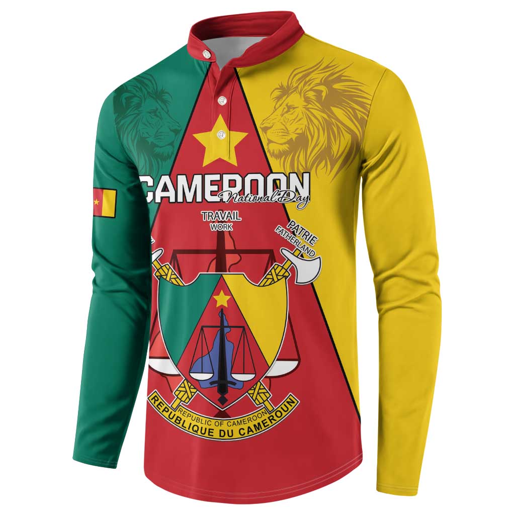 Personalised Cameroon National Day Button Sweatshirt Coat Of Arms With Lion
