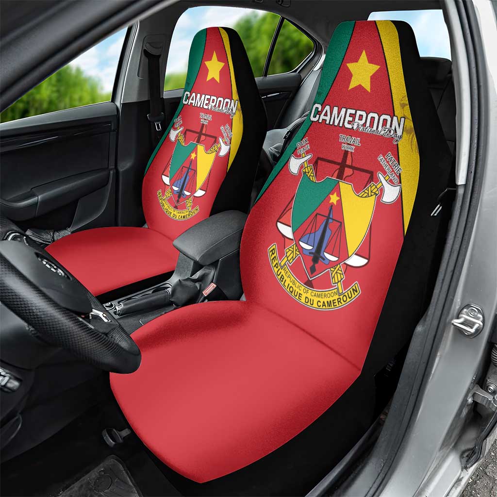 Cameroon National Day Car Seat Cover Coat Of Arms With Lion