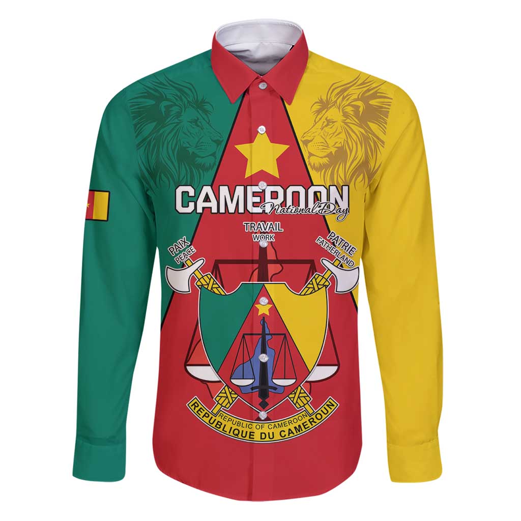 Personalised Cameroon National Day Family Matching Puletasi and Hawaiian Shirt Coat Of Arms With Lion