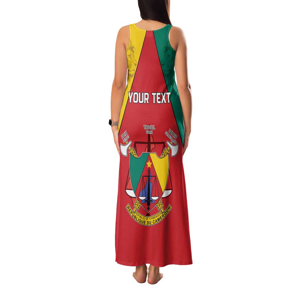 Personalised Cameroon National Day Family Matching Tank Maxi Dress and Hawaiian Shirt Coat Of Arms With Lion