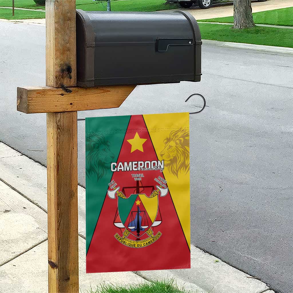 Cameroon National Day Garden Flag Coat Of Arms With Lion