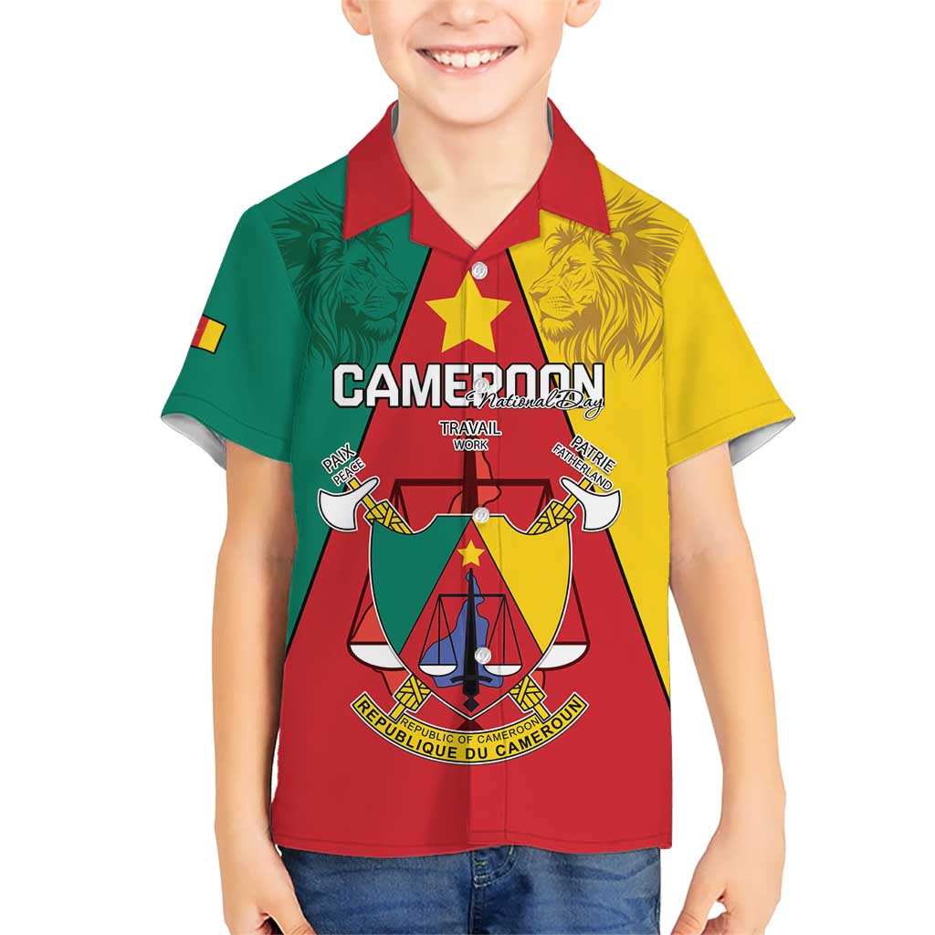 Personalised Cameroon National Day Hawaiian Shirt Coat Of Arms With Lion