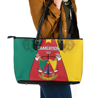 Cameroon National Day Leather Tote Bag Coat Of Arms With Lion