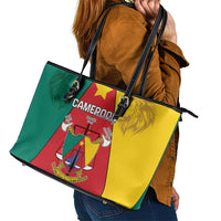 Cameroon National Day Leather Tote Bag Coat Of Arms With Lion