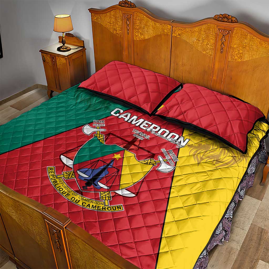 Cameroon National Day Quilt Bed Set Coat Of Arms With Lion