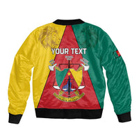 Personalised Cameroon National Day Sleeve Zip Bomber Jacket Coat Of Arms With Lion