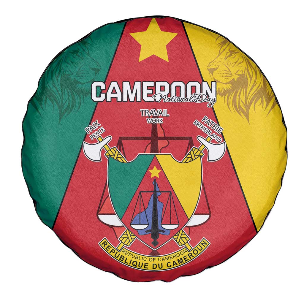 Cameroon National Day Spare Tire Cover Coat Of Arms With Lion