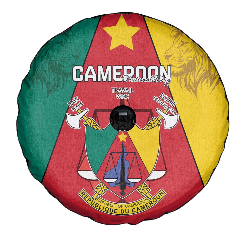 Cameroon National Day Spare Tire Cover Coat Of Arms With Lion