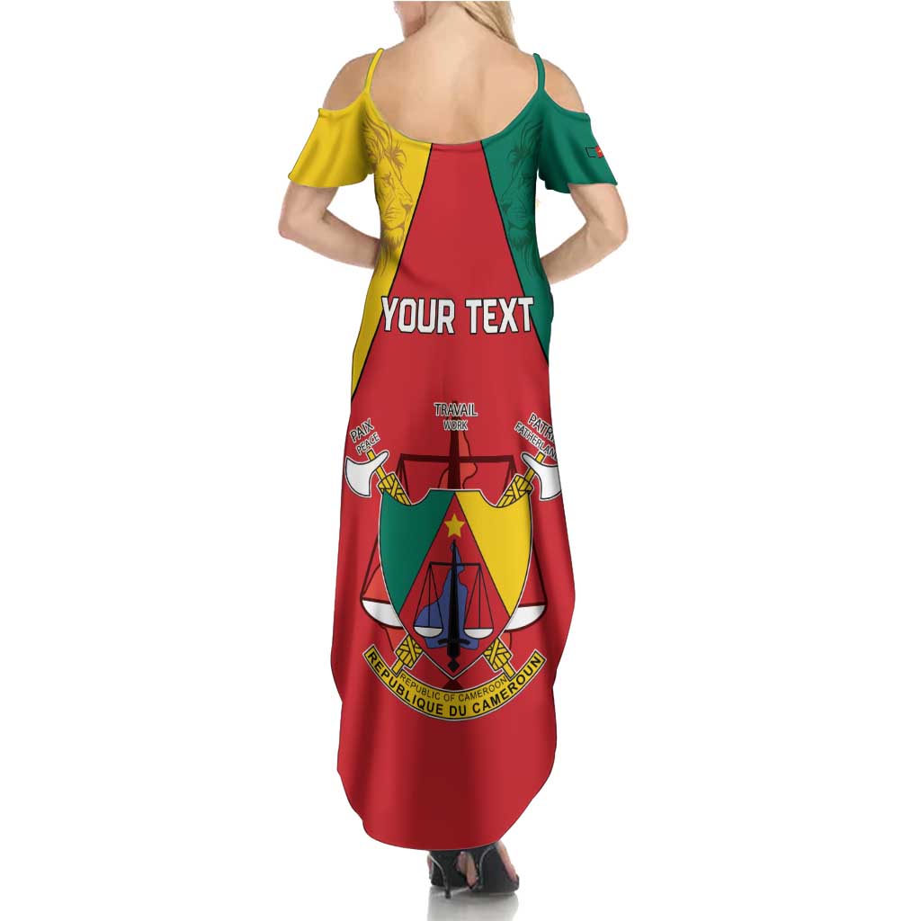Personalised Cameroon National Day Summer Maxi Dress Coat Of Arms With Lion