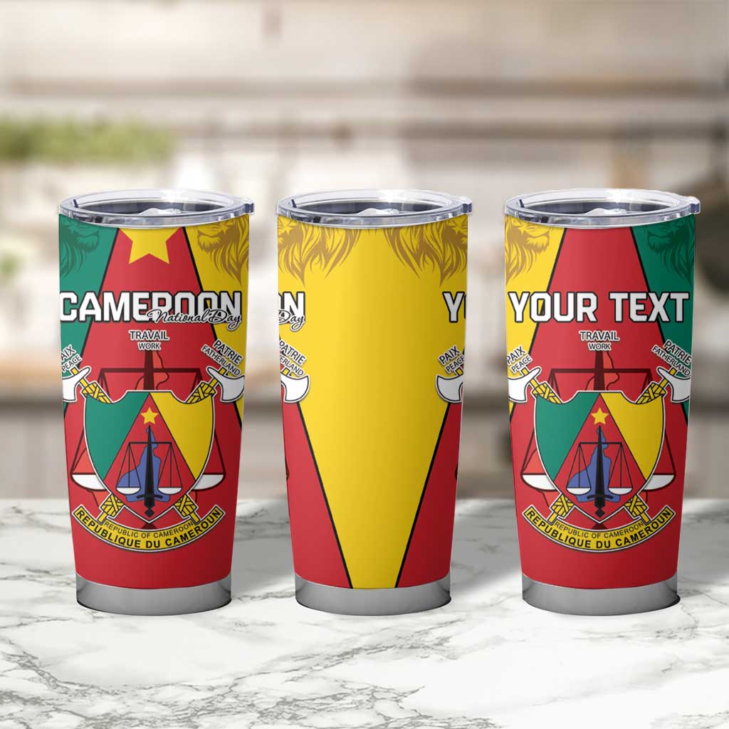 Personalised Cameroon National Day Tumbler Cup Coat Of Arms With Lion