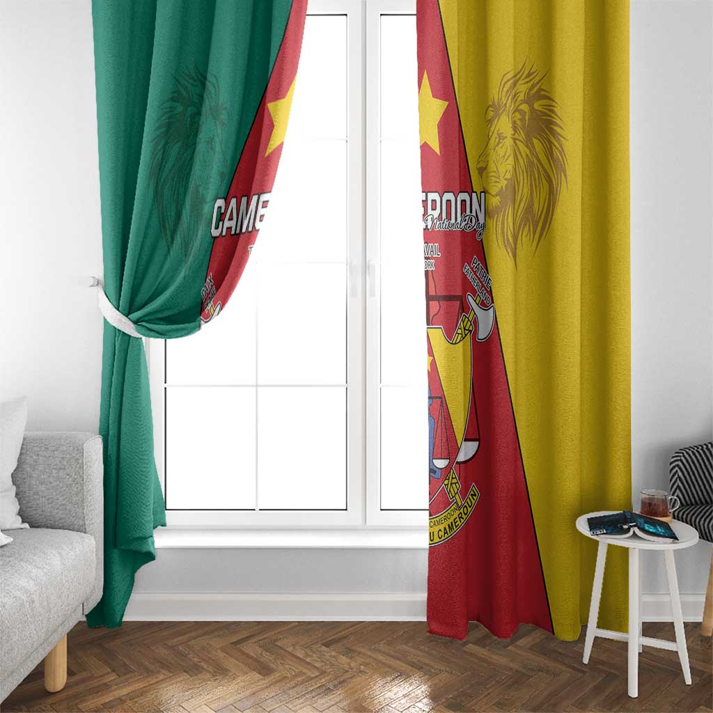 Cameroon National Day Window Curtain Coat Of Arms With Lion