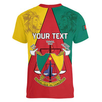 Personalised Cameroon National Day Women V-Neck T-Shirt Coat Of Arms With Lion
