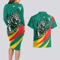 Personalised Happy Cameroon National Day Couples Matching Long Sleeve Bodycon Dress and Hawaiian Shirt May 20 Cameroun