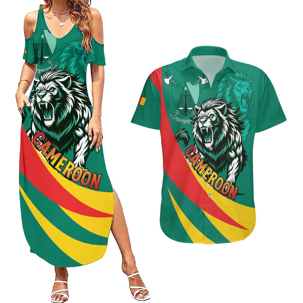 Personalised Happy Cameroon National Day Couples Matching Summer Maxi Dress and Hawaiian Shirt May 20 Cameroun