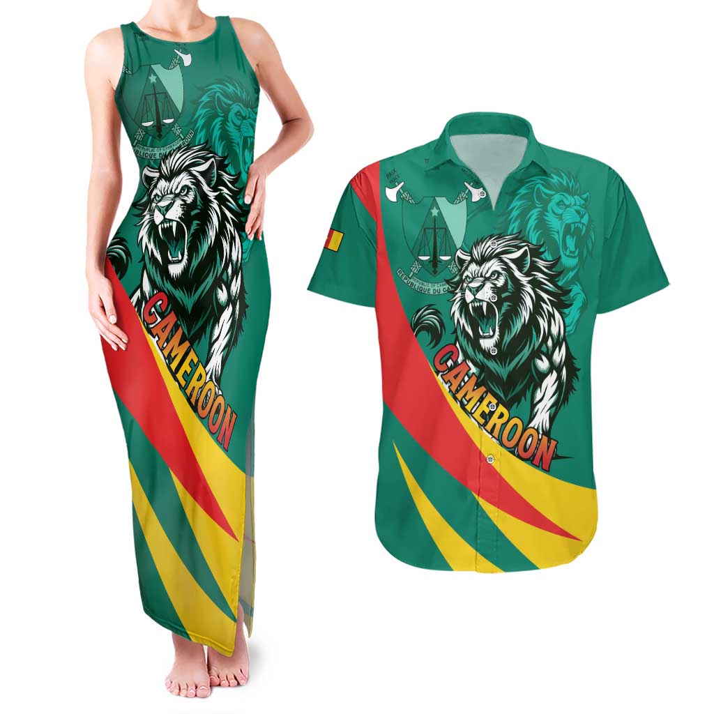 Personalised Happy Cameroon National Day Couples Matching Tank Maxi Dress and Hawaiian Shirt May 20 Cameroun
