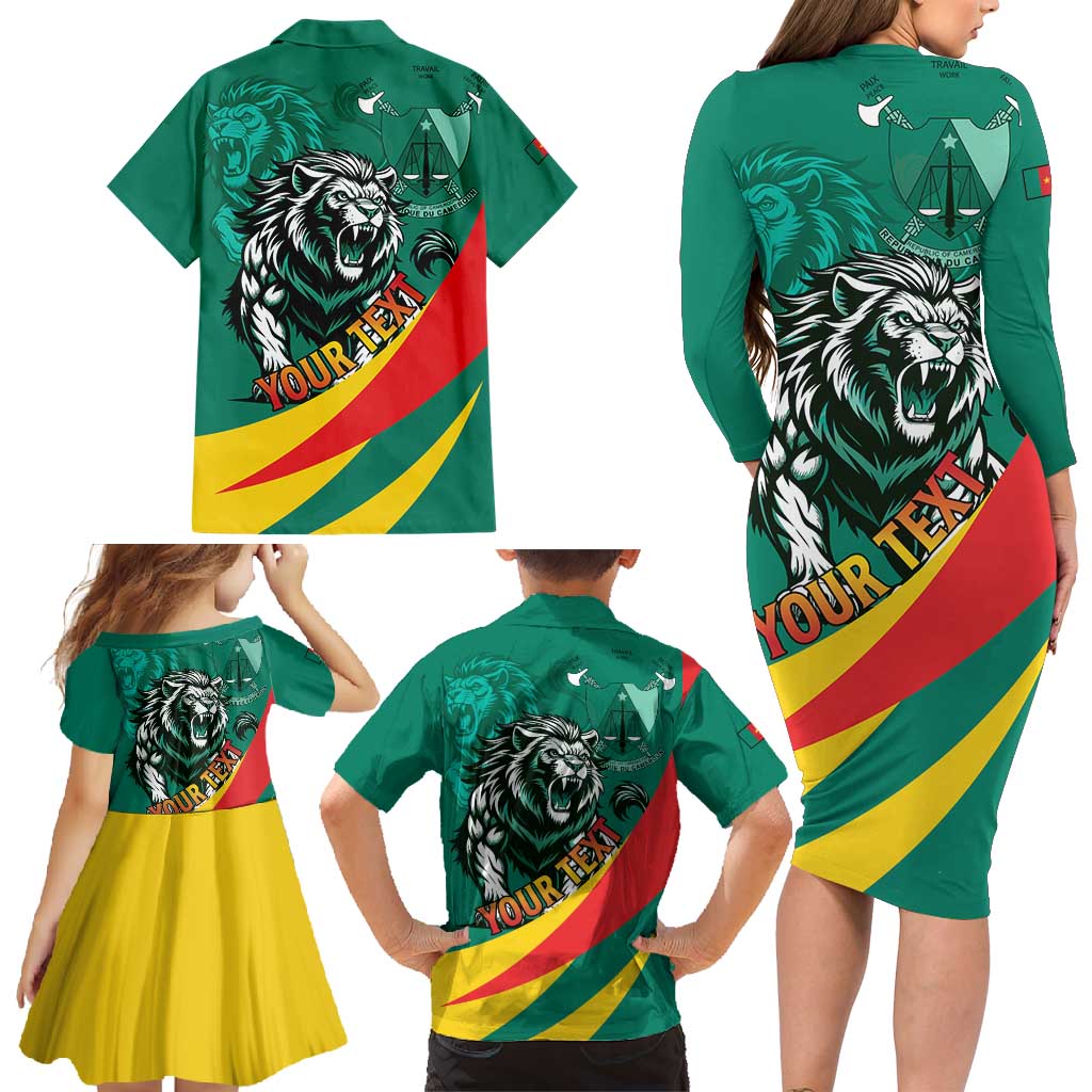 Personalised Happy Cameroon National Day Family Matching Long Sleeve Bodycon Dress and Hawaiian Shirt May 20 Cameroun