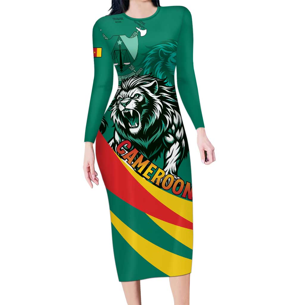 Personalised Happy Cameroon National Day Family Matching Long Sleeve Bodycon Dress and Hawaiian Shirt May 20 Cameroun