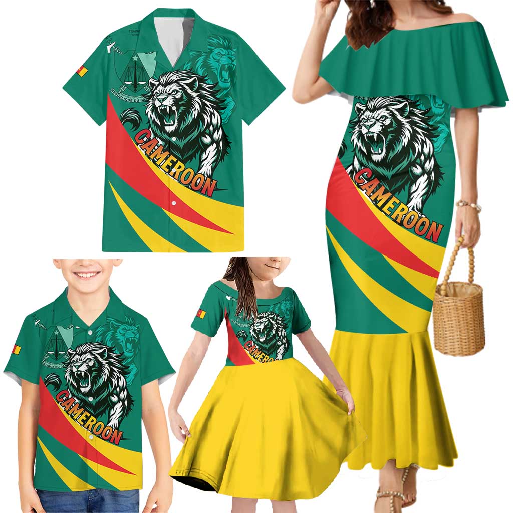 Personalised Happy Cameroon National Day Family Matching Mermaid Dress and Hawaiian Shirt May 20 Cameroun