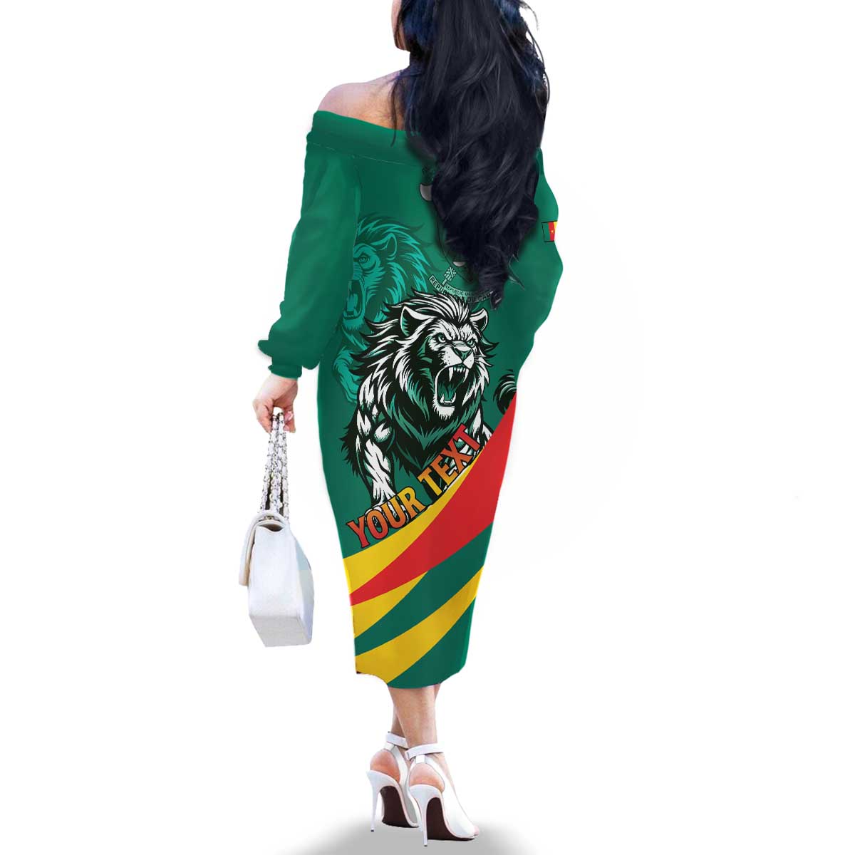 Personalised Happy Cameroon National Day Family Matching Off The Shoulder Long Sleeve Dress and Hawaiian Shirt May 20 Cameroun