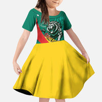 Personalised Happy Cameroon National Day Family Matching Off Shoulder Maxi Dress and Hawaiian Shirt May 20 Cameroun