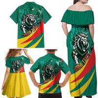Personalised Happy Cameroon National Day Family Matching Off Shoulder Maxi Dress and Hawaiian Shirt May 20 Cameroun