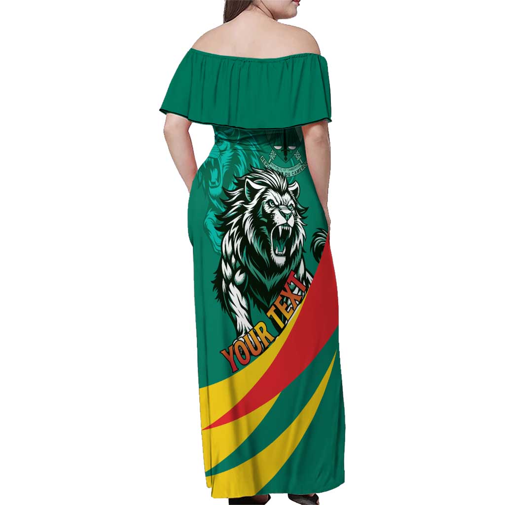 Personalised Happy Cameroon National Day Family Matching Off Shoulder Maxi Dress and Hawaiian Shirt May 20 Cameroun