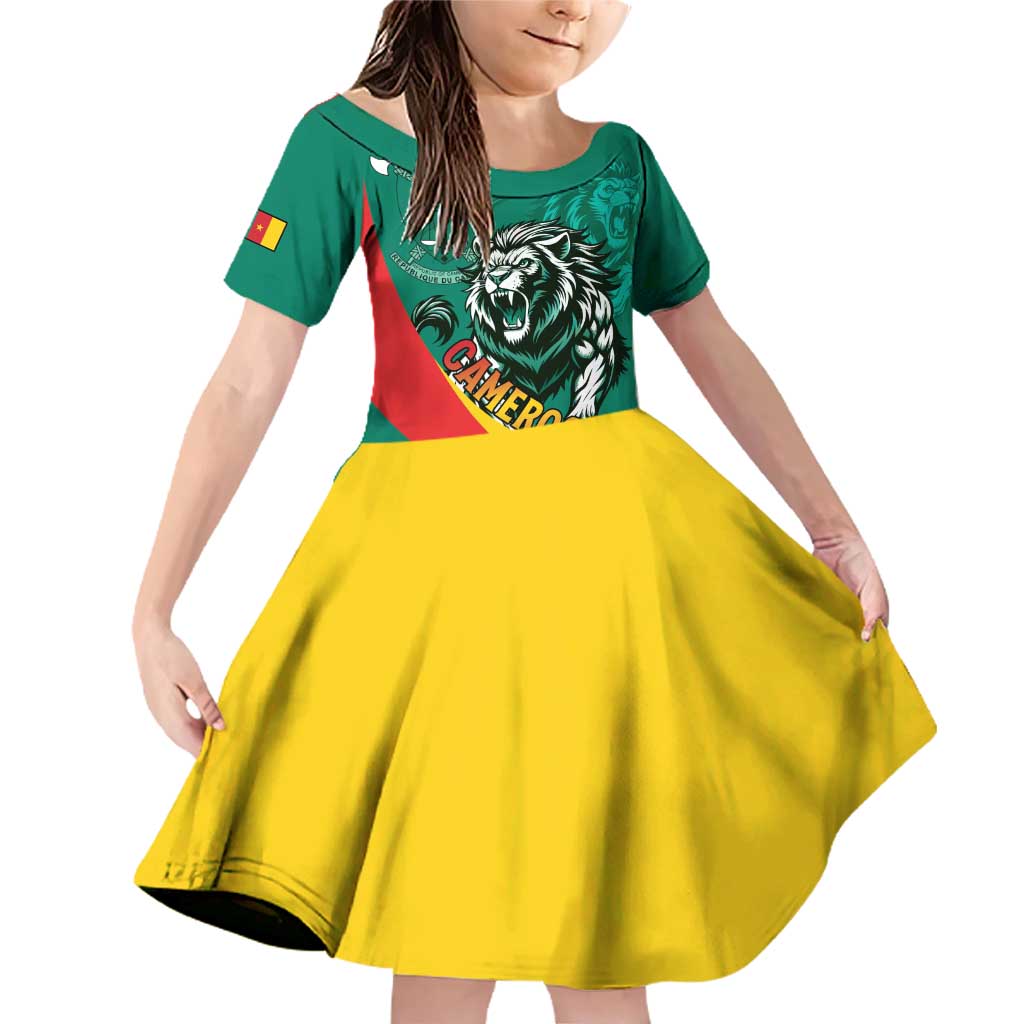 Personalised Happy Cameroon National Day Family Matching Off Shoulder Short Dress and Hawaiian Shirt May 20 Cameroun