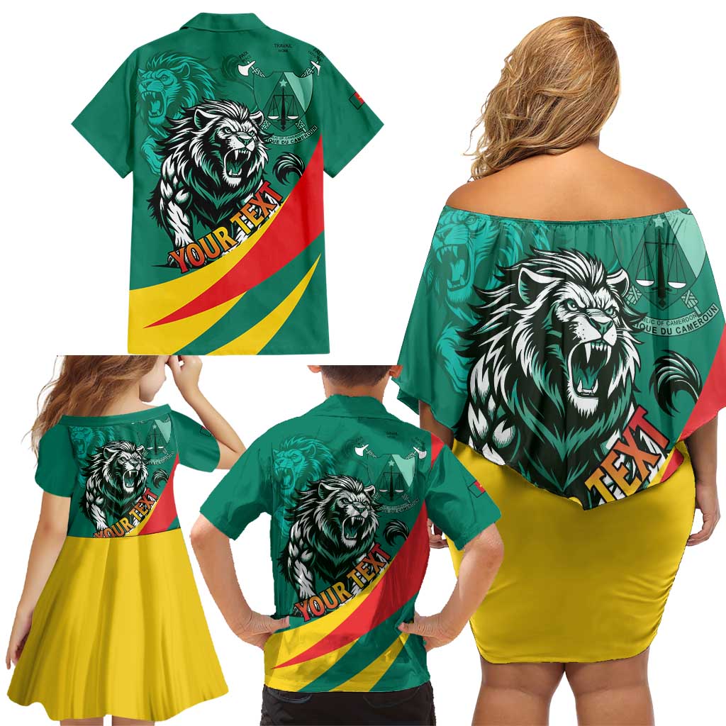 Personalised Happy Cameroon National Day Family Matching Off Shoulder Short Dress and Hawaiian Shirt May 20 Cameroun