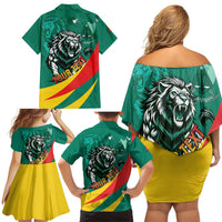 Personalised Happy Cameroon National Day Family Matching Off Shoulder Short Dress and Hawaiian Shirt May 20 Cameroun