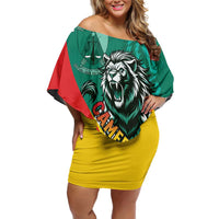 Personalised Happy Cameroon National Day Family Matching Off Shoulder Short Dress and Hawaiian Shirt May 20 Cameroun