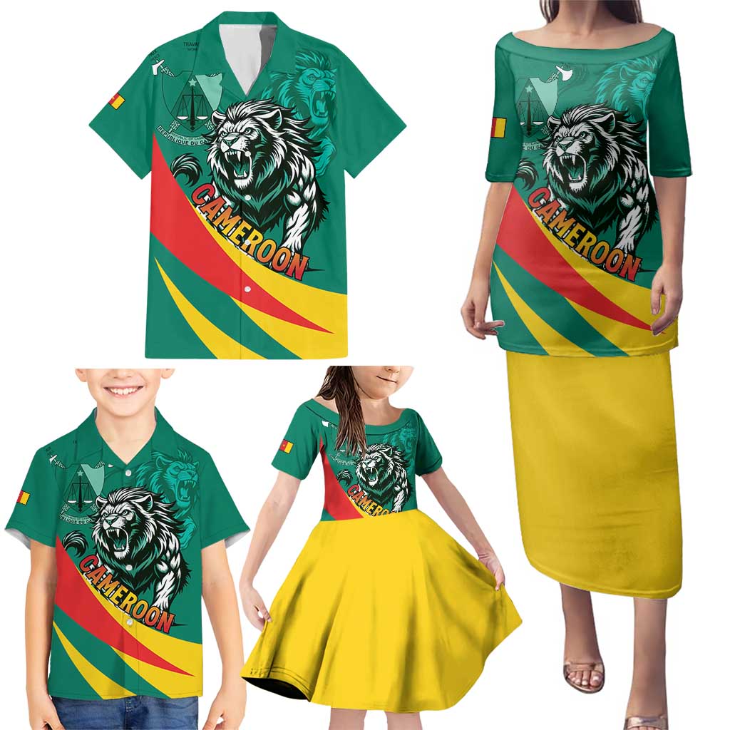 Personalised Happy Cameroon National Day Family Matching Puletasi and Hawaiian Shirt May 20 Cameroun