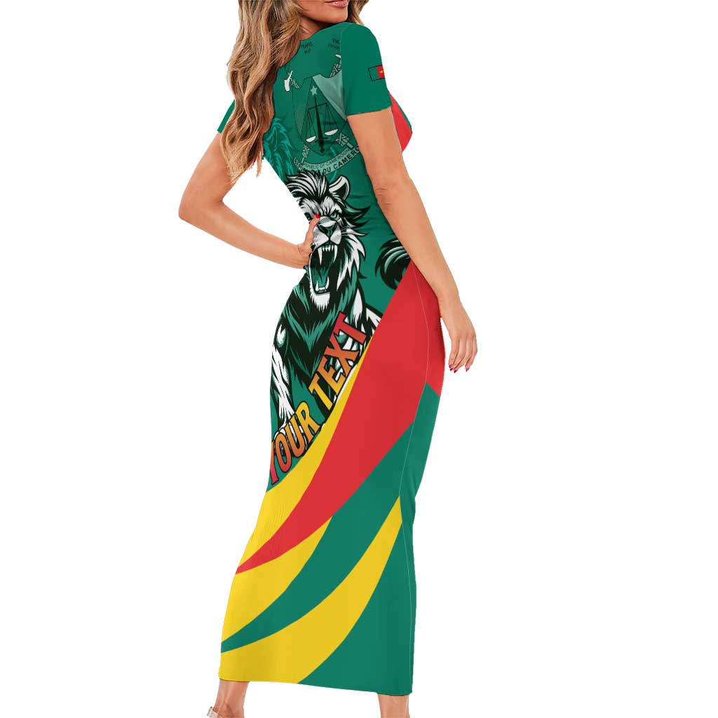 Personalised Happy Cameroon National Day Family Matching Short Sleeve Bodycon Dress and Hawaiian Shirt May 20 Cameroun