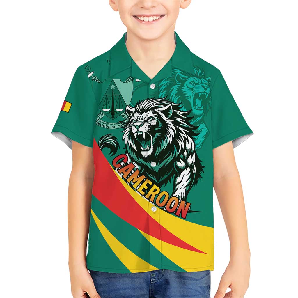 Personalised Happy Cameroon National Day Family Matching Short Sleeve Bodycon Dress and Hawaiian Shirt May 20 Cameroun