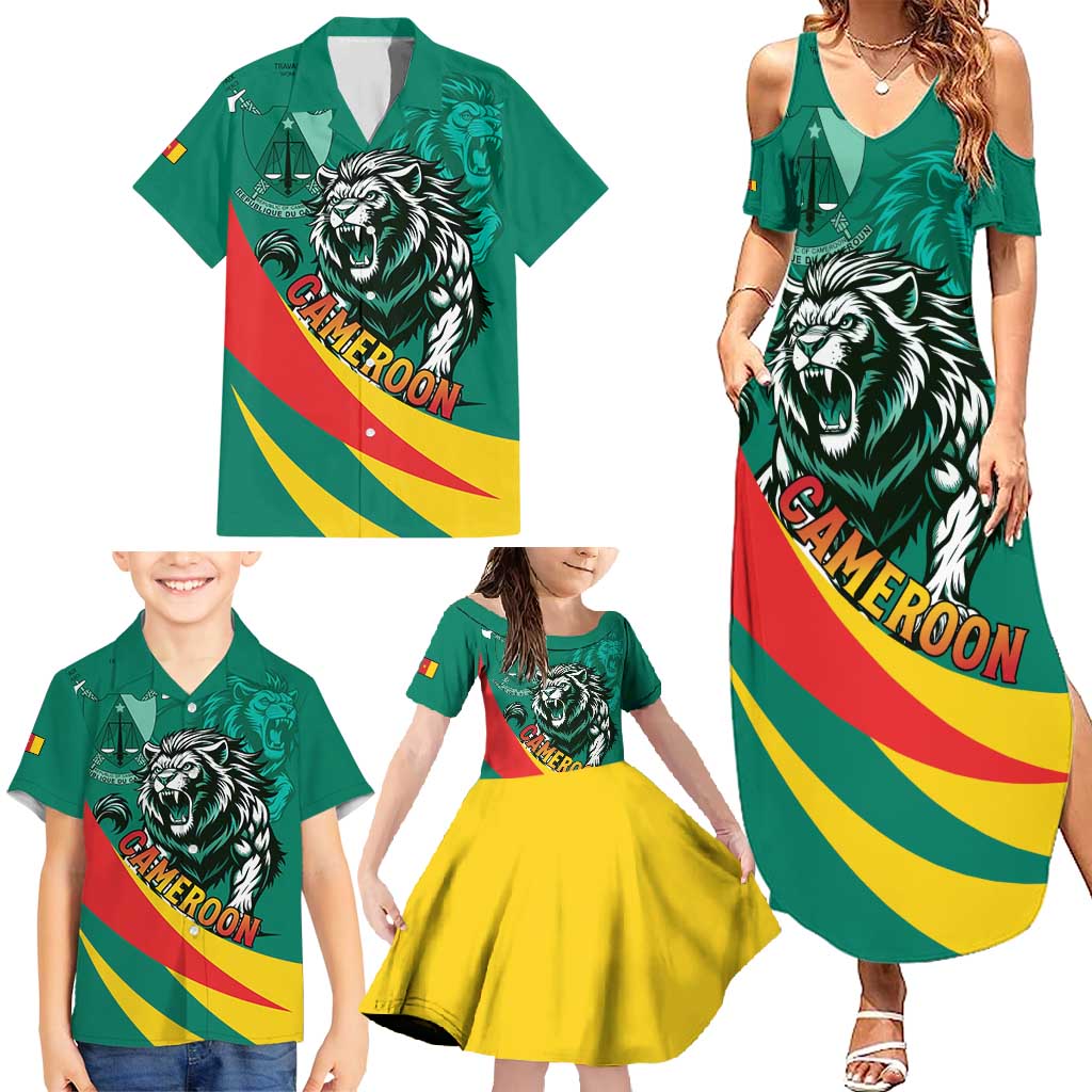 Personalised Happy Cameroon National Day Family Matching Summer Maxi Dress and Hawaiian Shirt May 20 Cameroun