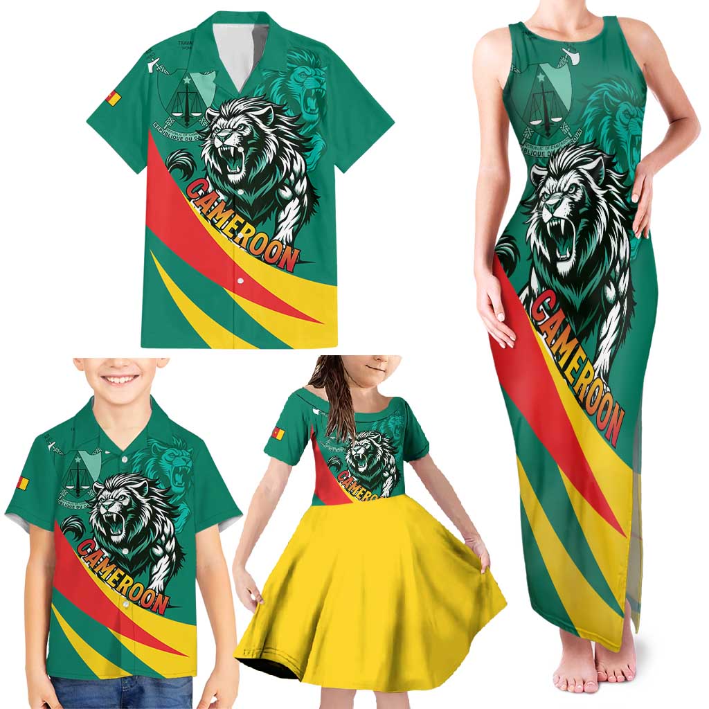 Personalised Happy Cameroon National Day Family Matching Tank Maxi Dress and Hawaiian Shirt May 20 Cameroun
