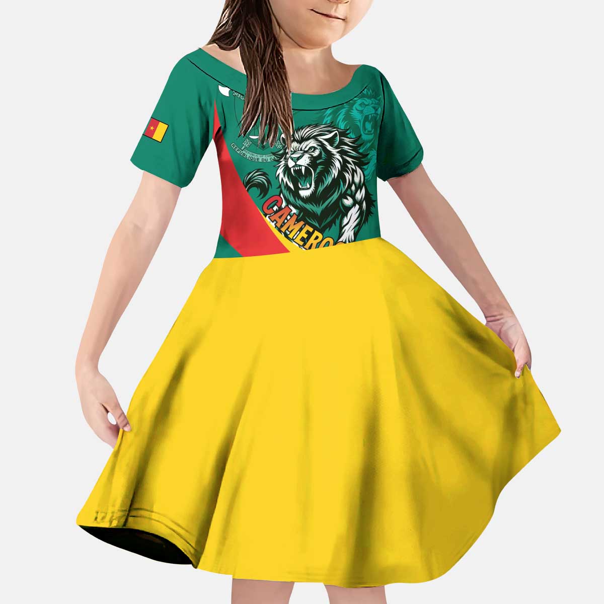 Personalised Happy Cameroon National Day Kid Short Sleeve Dress May 20 Cameroun