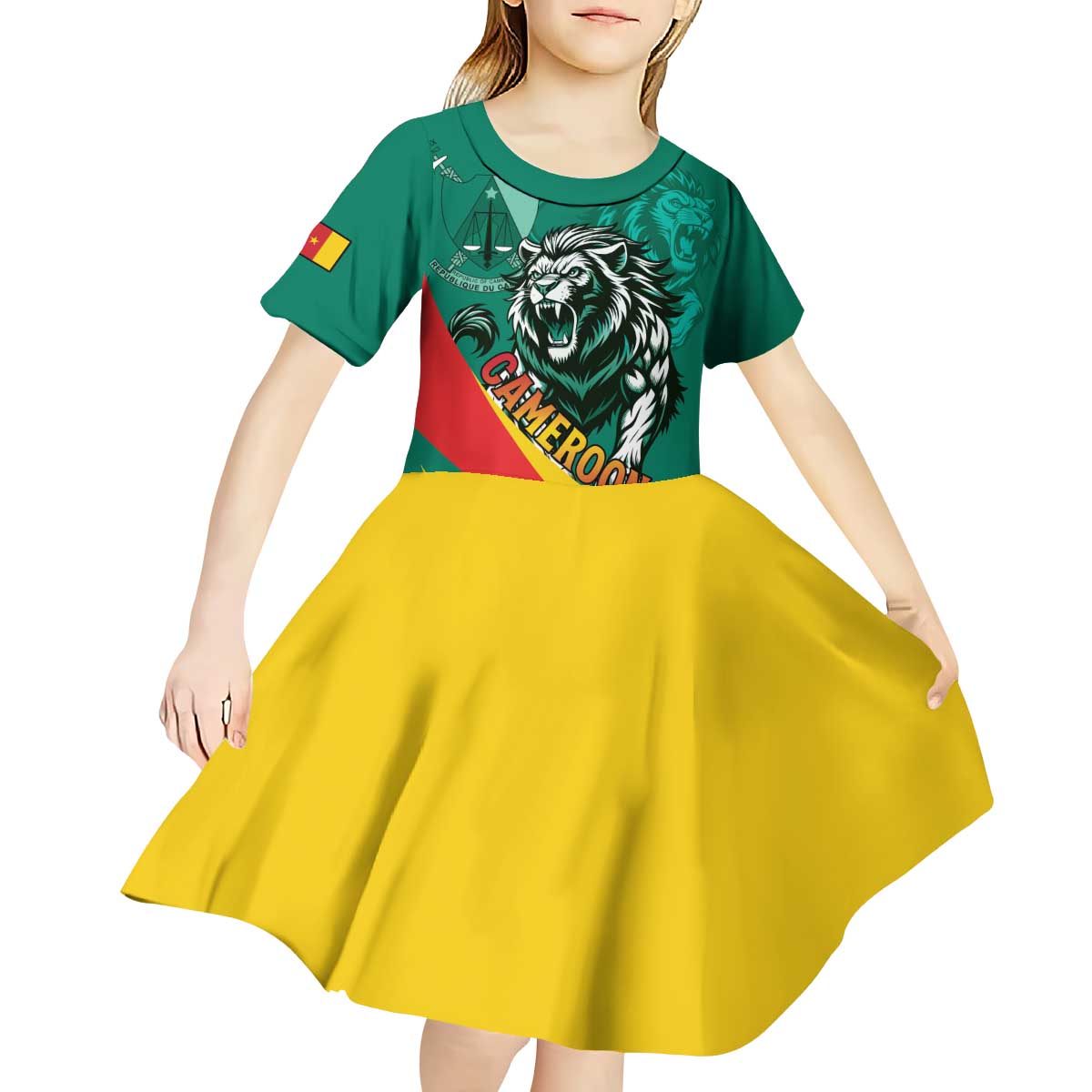 Personalised Happy Cameroon National Day Kid Short Sleeve Dress May 20 Cameroun