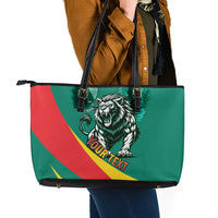 Personalised Happy Cameroon National Day Leather Tote Bag May 20 Cameroun