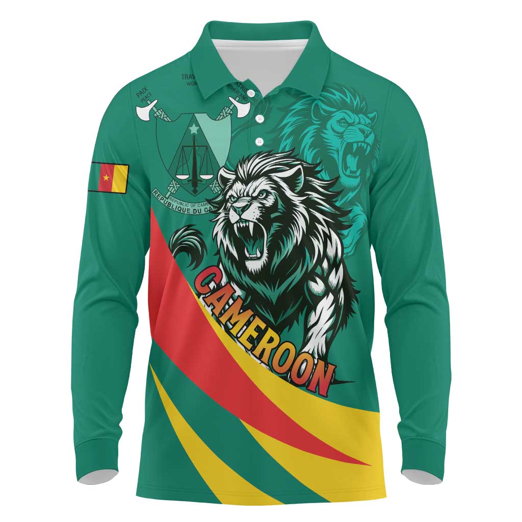 Personalised Happy Cameroon National Day Long Sleeve Polo Shirt May 20 Cameroun