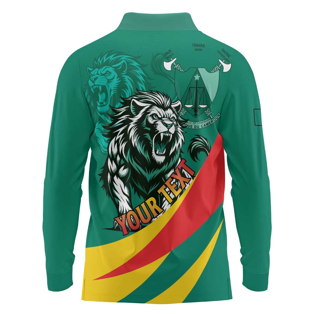 Personalised Happy Cameroon National Day Long Sleeve Polo Shirt May 20 Cameroun