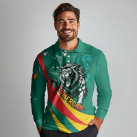 Personalised Happy Cameroon National Day Long Sleeve Polo Shirt May 20 Cameroun