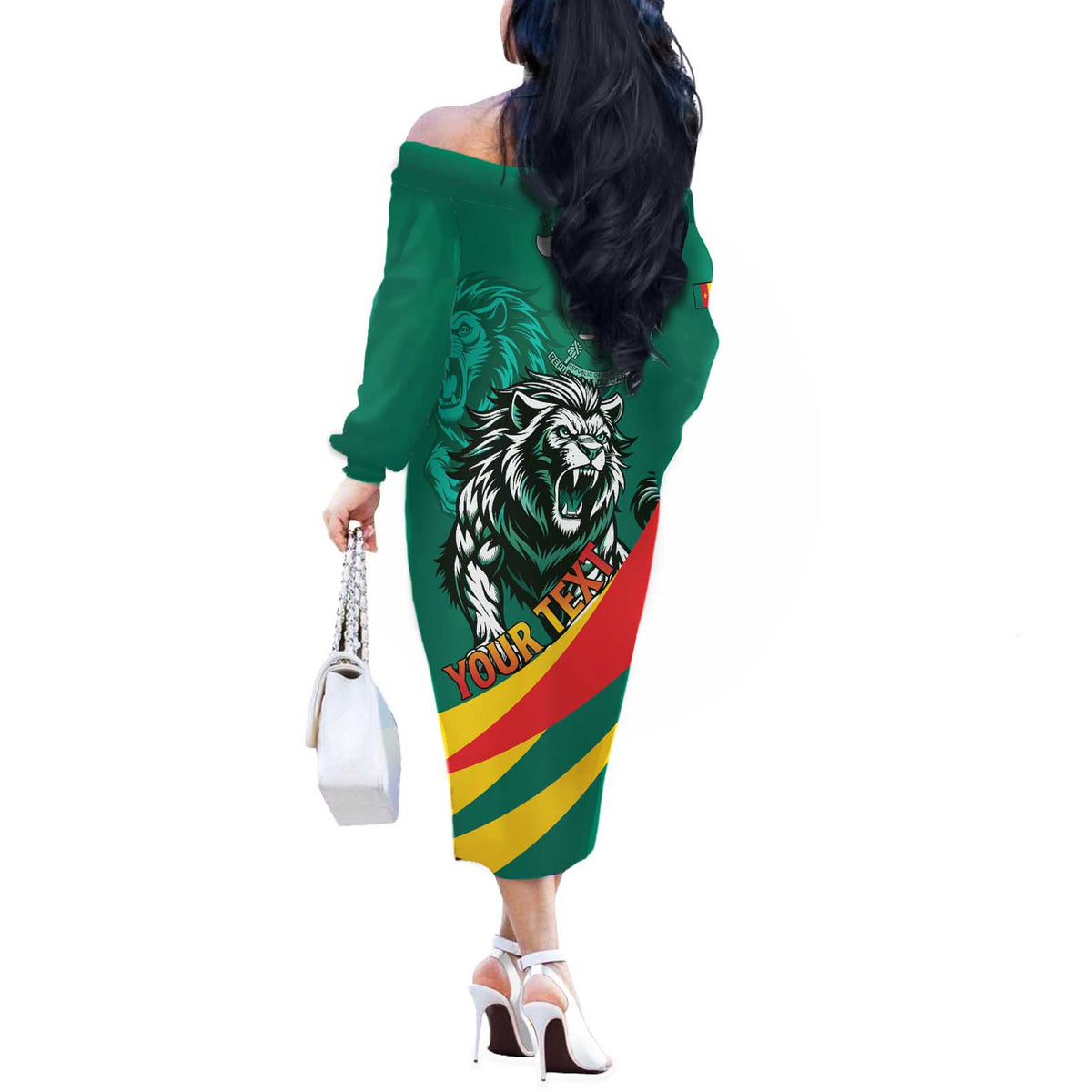 Personalised Happy Cameroon National Day Off The Shoulder Long Sleeve Dress May 20 Cameroun
