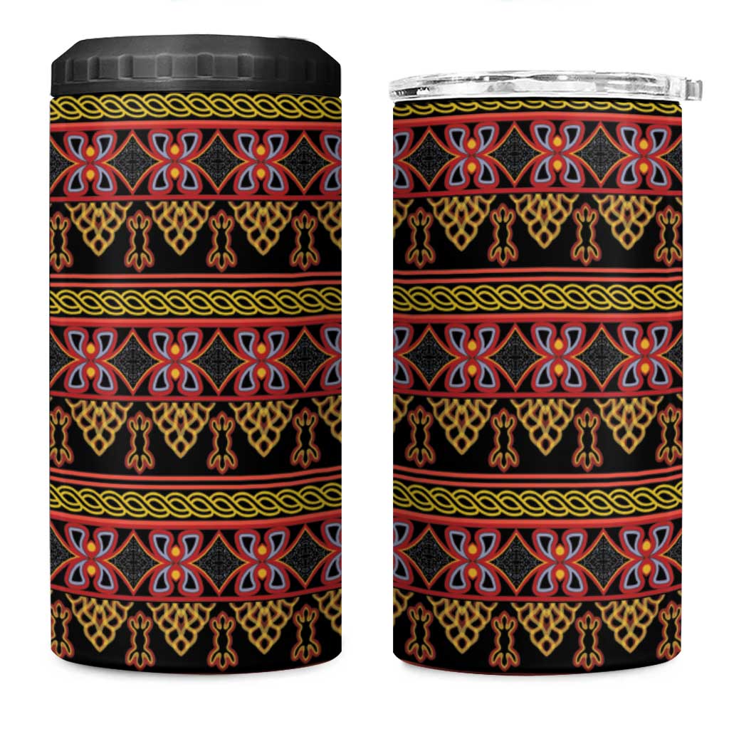 Cameroon Traditional Toghu Pattern 4 in 1 Can Cooler Tumbler