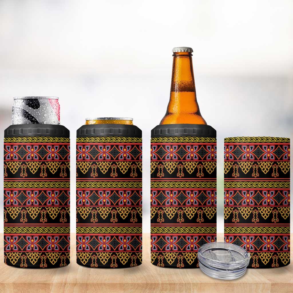 Cameroon Traditional Toghu Pattern 4 in 1 Can Cooler Tumbler