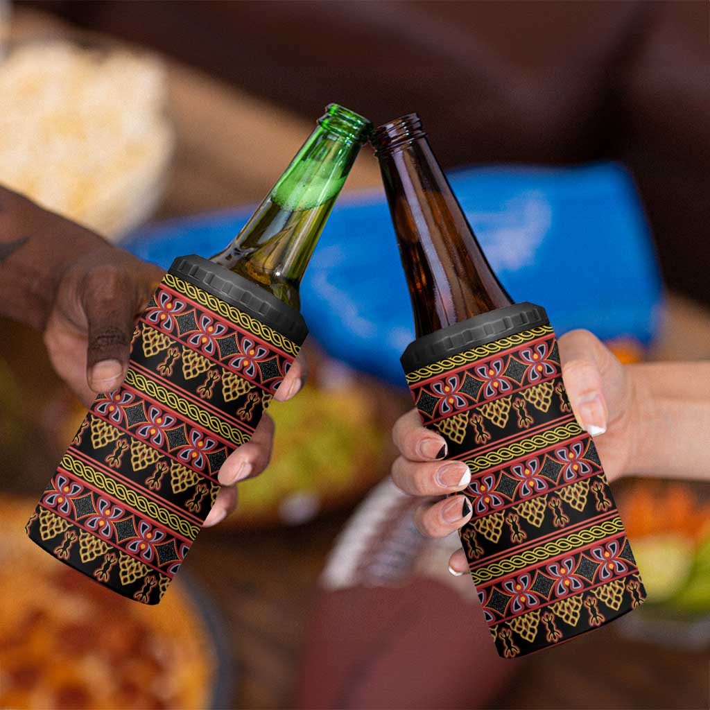 Cameroon Traditional Toghu Pattern 4 in 1 Can Cooler Tumbler