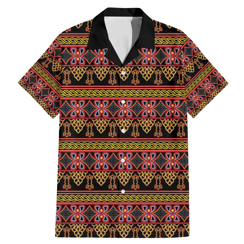Cameroon Traditional Toghu Pattern Family Matching Mermaid Dress and Hawaiian Shirt