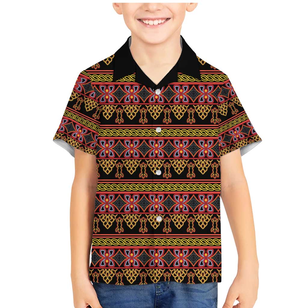 Cameroon Traditional Toghu Pattern Family Matching Mermaid Dress and Hawaiian Shirt
